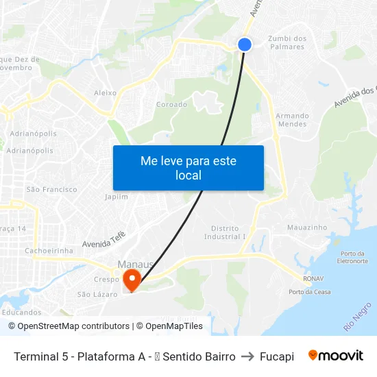 Terminal 5 - Plataforma A - ➍ Sentido Bairro to Fucapi map