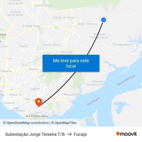 Subestação Jorge Teixeira T/B to Fucapi map