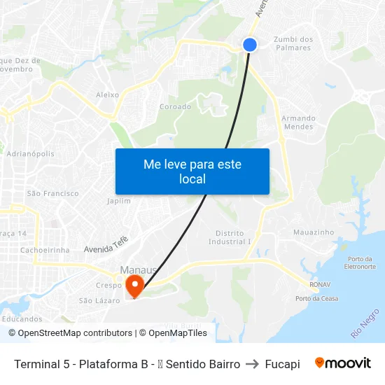 Terminal 5 - Plataforma B - ➒ Sentido Bairro to Fucapi map