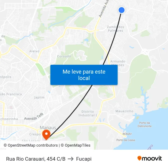 Rua Rio Carauari, 454 C/B to Fucapi map