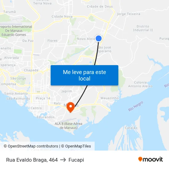 Rua Evaldo Braga, 464 to Fucapi map