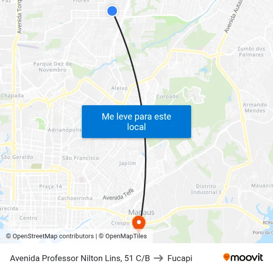 Avenida Professor Nilton Lins, 51 C/B to Fucapi map