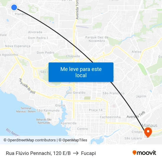 Rua Flúvio Pennachi, 120 E/B to Fucapi map
