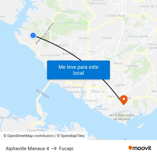 Alphaville Manaus 4 to Fucapi map