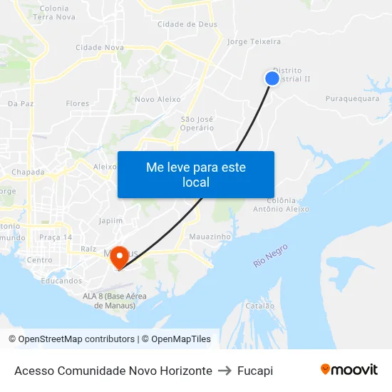 Acesso Comunidade Novo Horizonte to Fucapi map