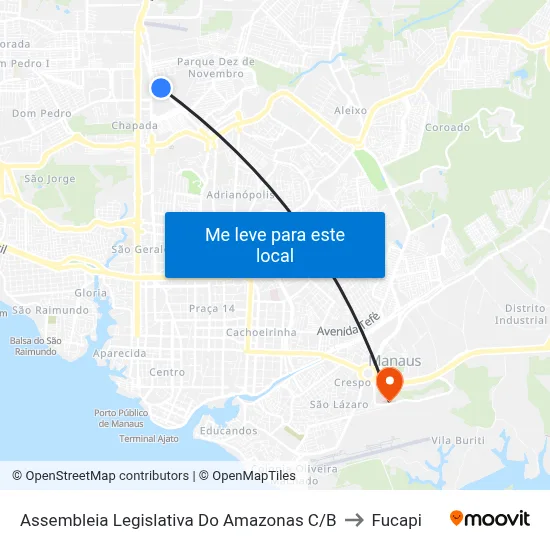Assembleia Legislativa Do Amazonas C/B to Fucapi map