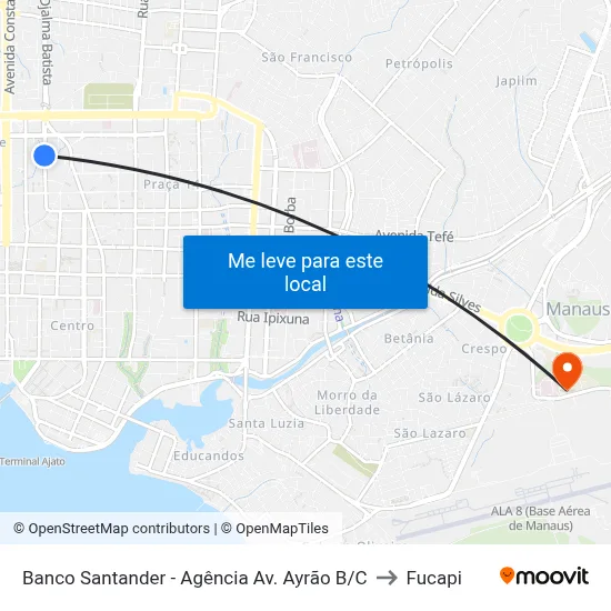 Banco Santander - Agência Av. Ayrão B/C to Fucapi map