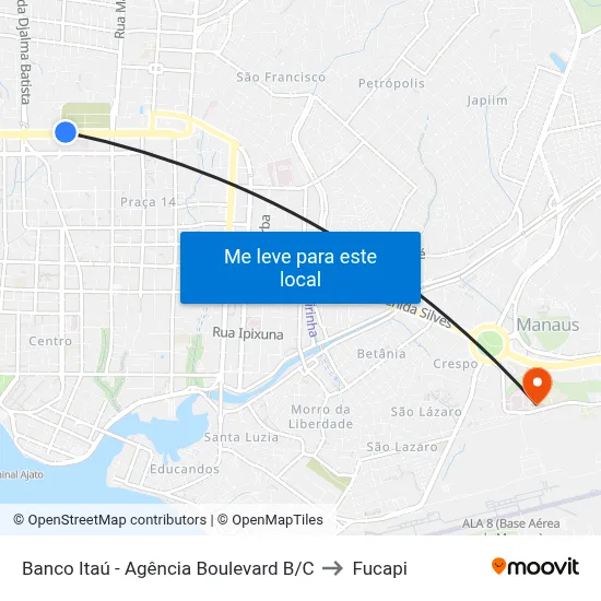 Banco Itaú - Agência Boulevard B/C to Fucapi map