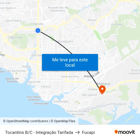 Tocantins B/C - Integração Tarifada to Fucapi map