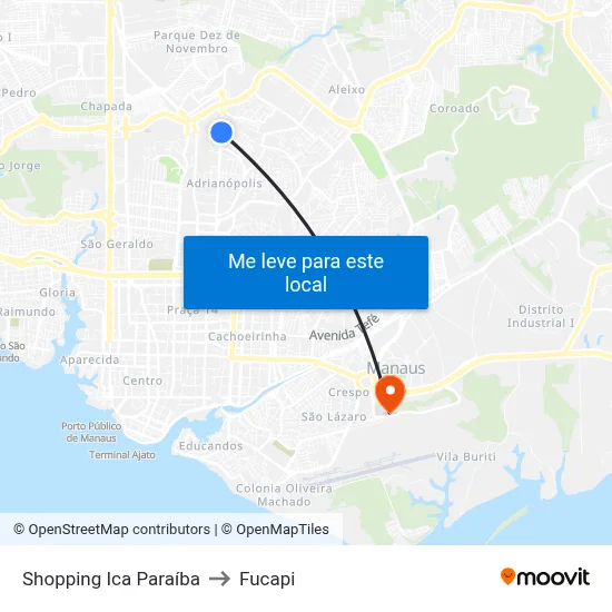 Shopping Ica Paraíba to Fucapi map