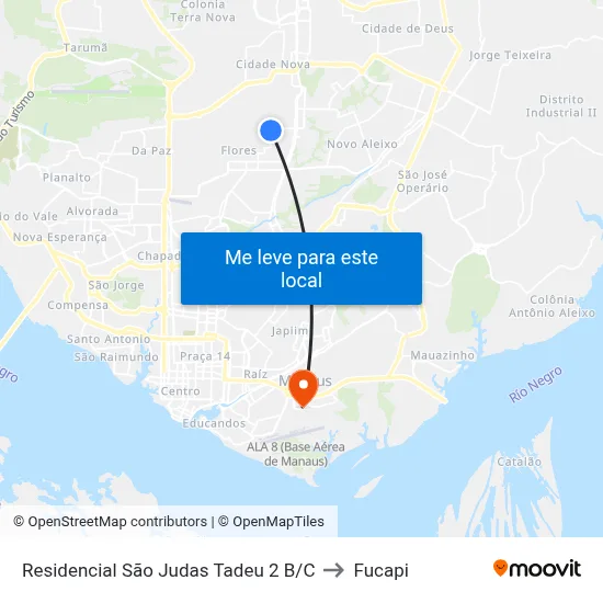 Residencial São Judas Tadeu 2 B/C to Fucapi map