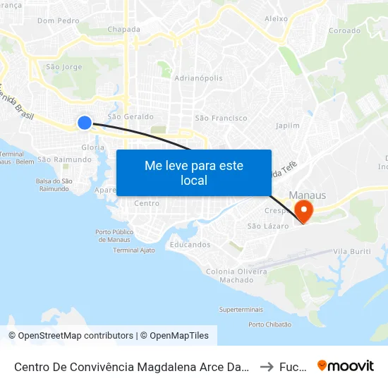 Centro De Convivência Magdalena Arce Daou C/B to Fucapi map