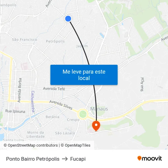 Ponto Bairro Petrópolis to Fucapi map
