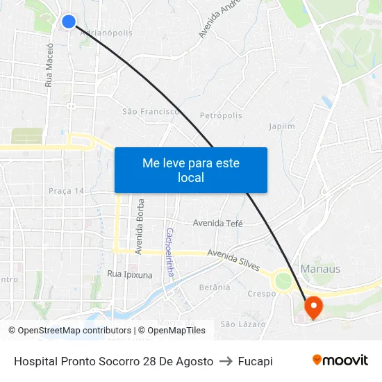Hospital Pronto Socorro 28 De Agosto to Fucapi map