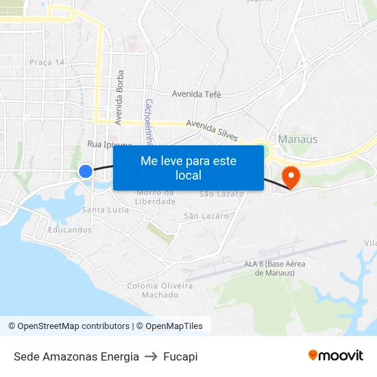 Sede Amazonas Energia to Fucapi map