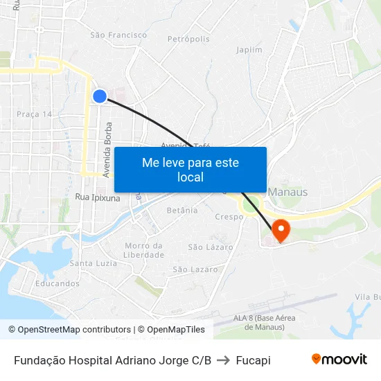 Fundação Hospital Adriano Jorge C/B to Fucapi map