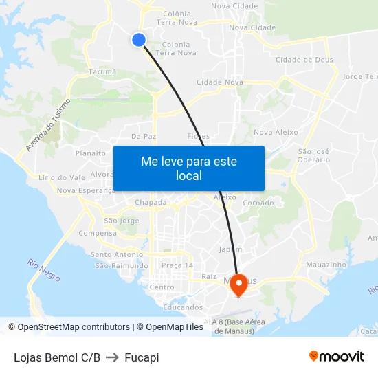 Lojas Bemol C/B to Fucapi map