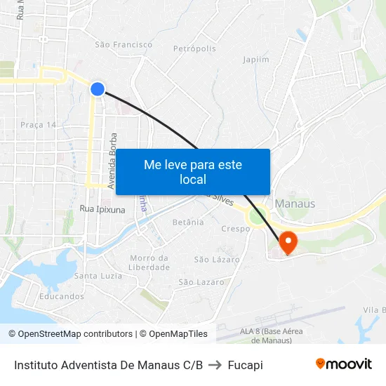 Instituto Adventista De Manaus C/B to Fucapi map