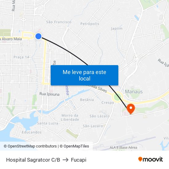 Hospital Sagratcor C/B to Fucapi map