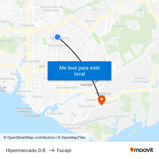Hipermercado D.B. to Fucapi map