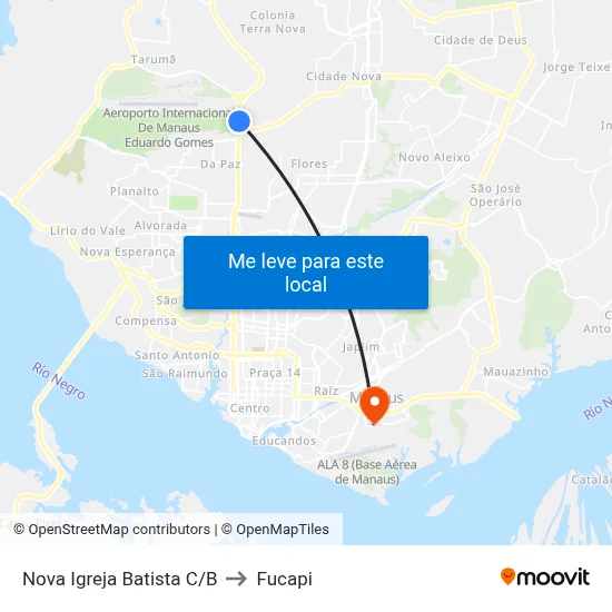 Nova Igreja Batista C/B to Fucapi map