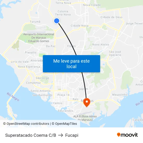 Superatacado Coema C/B to Fucapi map