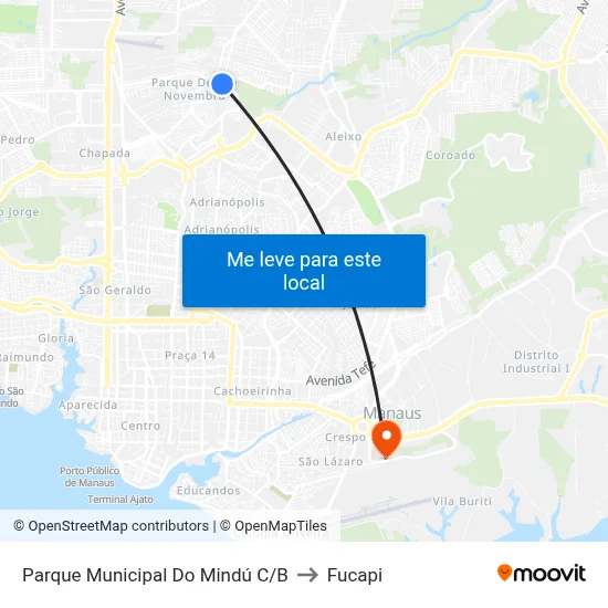 Parque Municipal Do Mindú C/B to Fucapi map