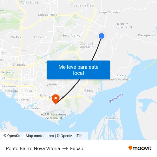 Ponto Bairro Nova Vitória to Fucapi map