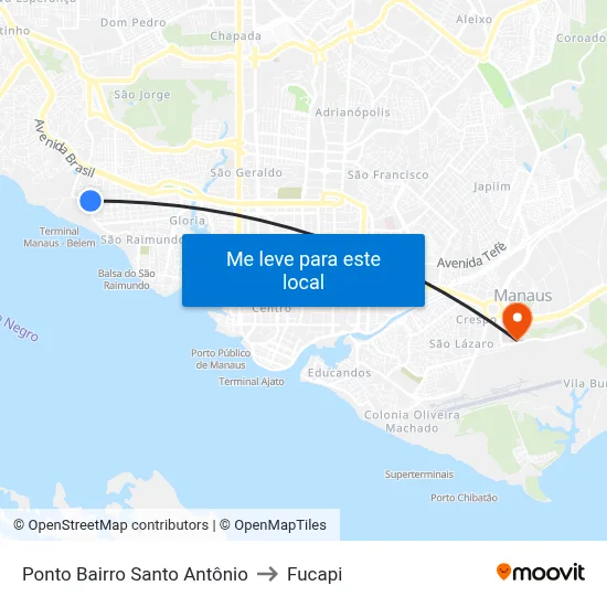 Ponto Bairro Santo Antônio to Fucapi map