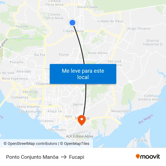 Ponto Conjunto Manôa to Fucapi map