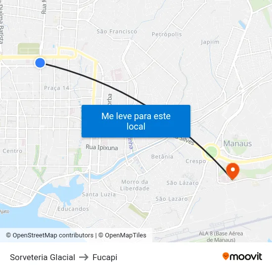 Sorveteria Glacial to Fucapi map