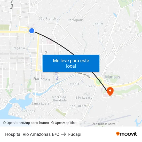 Hospital Rio Amazonas B/C to Fucapi map