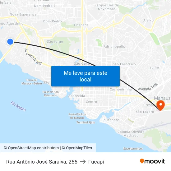 Rua Antônio José Saraiva, 255 to Fucapi map