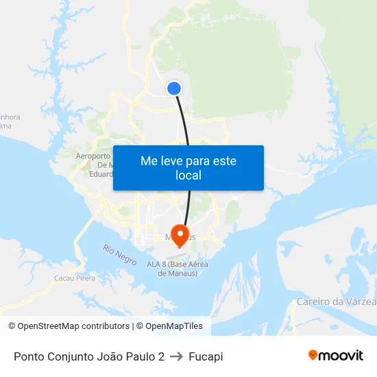 Ponto Conjunto João Paulo 2 to Fucapi map