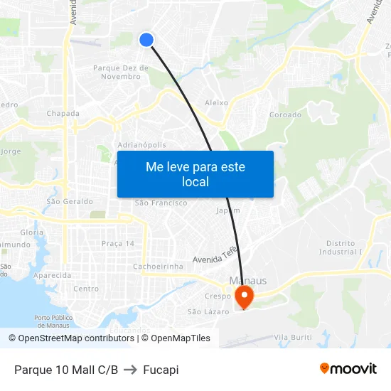 Parque 10 Mall C/B to Fucapi map