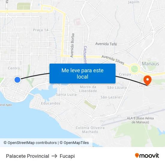 Palacete Provincial to Fucapi map