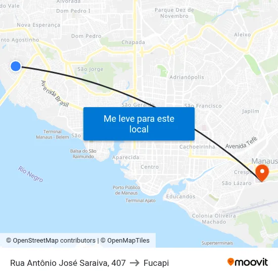 Rua Antônio José Saraiva, 407 to Fucapi map