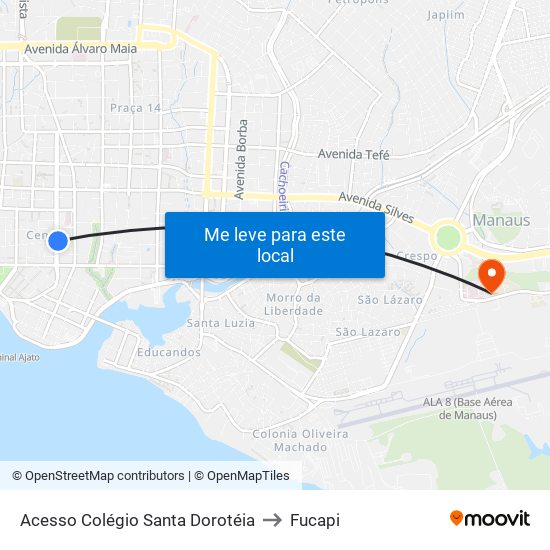 Acesso Colégio Santa Dorotéia to Fucapi map