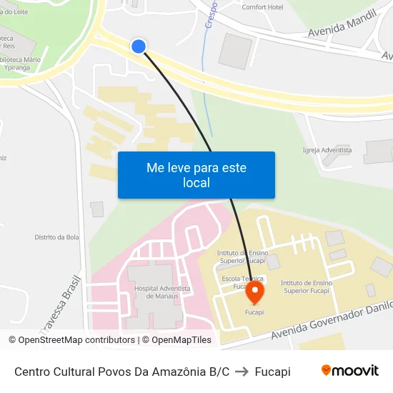 Centro Cultural Povos Da Amazônia B/C to Fucapi map