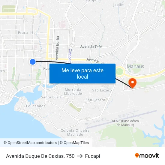 Avenida Duque De Caxias, 750 to Fucapi map
