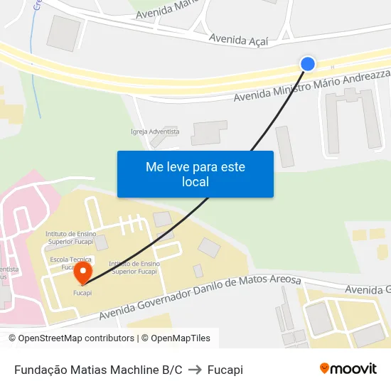 Fundação Matias Machline B/C to Fucapi map