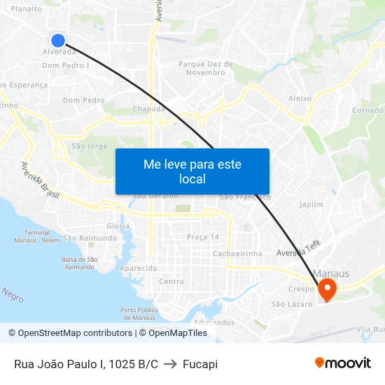 Rua João Paulo I, 1025 B/C to Fucapi map