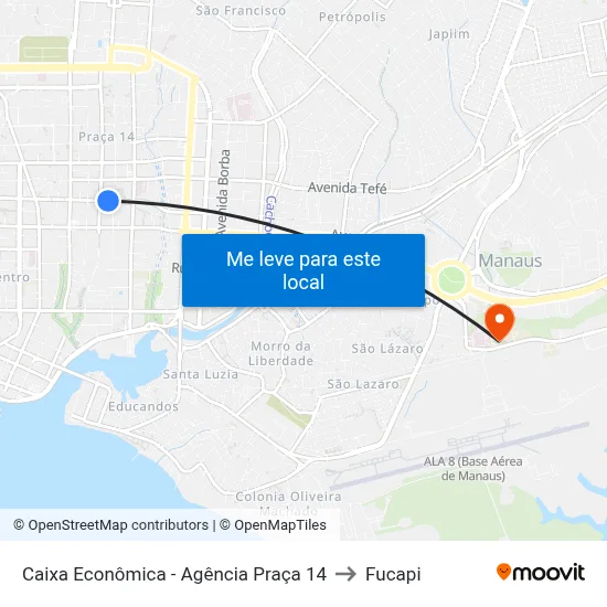 Caixa Econômica - Agência Praça 14 to Fucapi map