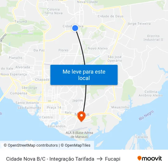 Cidade Nova B/C - Integração Tarifada to Fucapi map