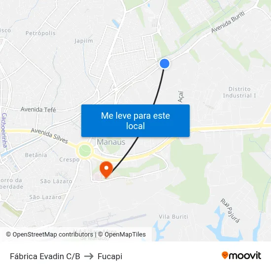Fábrica Evadin C/B to Fucapi map