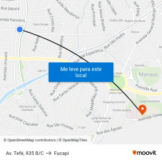 Av. Tefé, 935 B/C to Fucapi map
