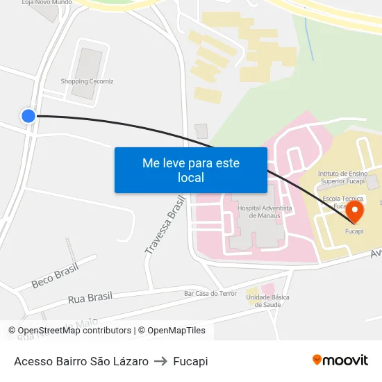Acesso Bairro São Lázaro to Fucapi map