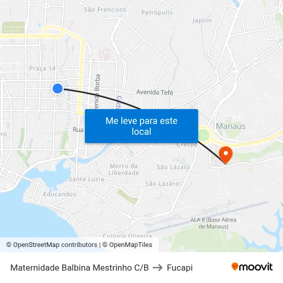 Maternidade Balbina Mestrinho C/B to Fucapi map