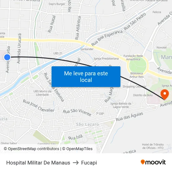 Hospital Militar De Manaus to Fucapi map