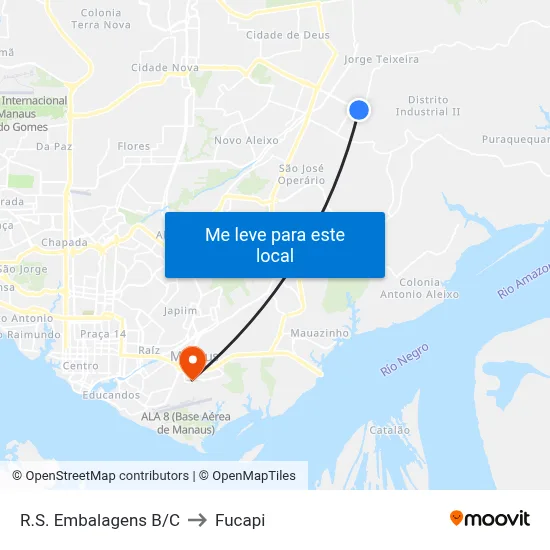 R.S. Embalagens B/C to Fucapi map